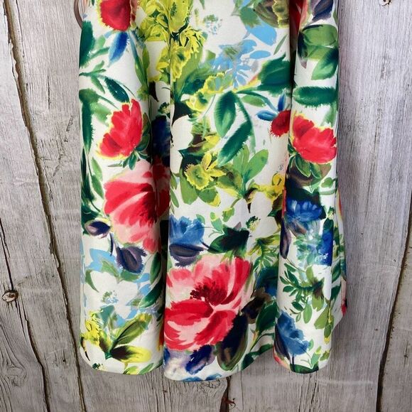 Eliza J Floral Watercolor Knee Length Dress w/ Belt Size 12 E - Picture 2 of 11